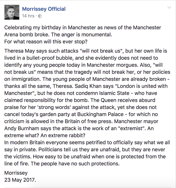 Morrissey's statement in full 