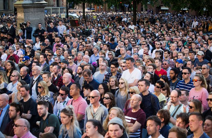 Thousands of people gathered to remember those lost in the blast at Manchester Arena on Monday night 