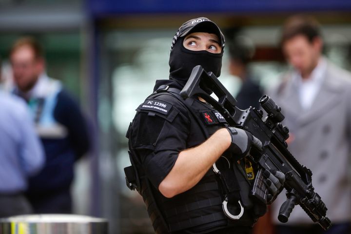 Increased security measures were in place by Tuesday evening across the UK, including in Manchester 