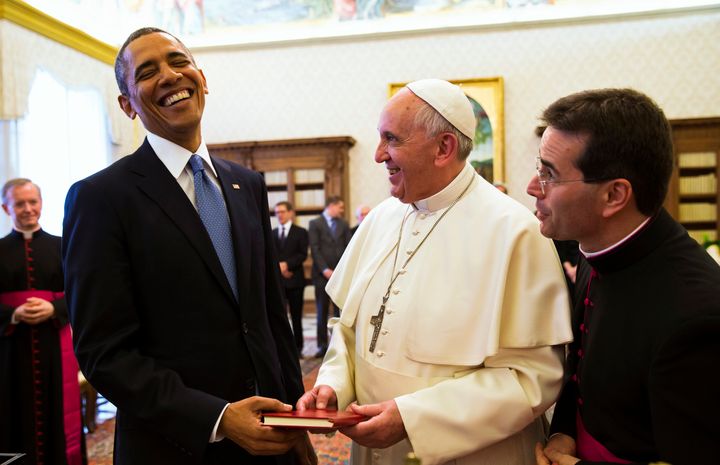 Pope Francis meeting President Barack Obama in March 2014.