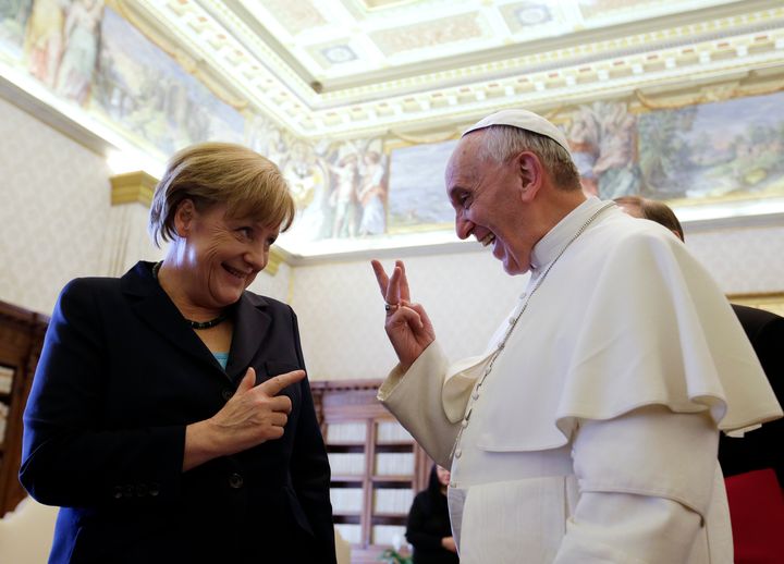 Pope Francis and German Chancellor Angela Merkel in May 2013.