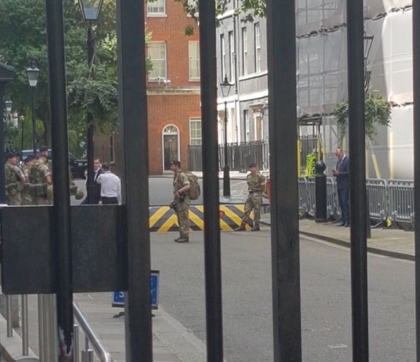 Troops were spotted outside Number 10 Downing Street on Wednesday