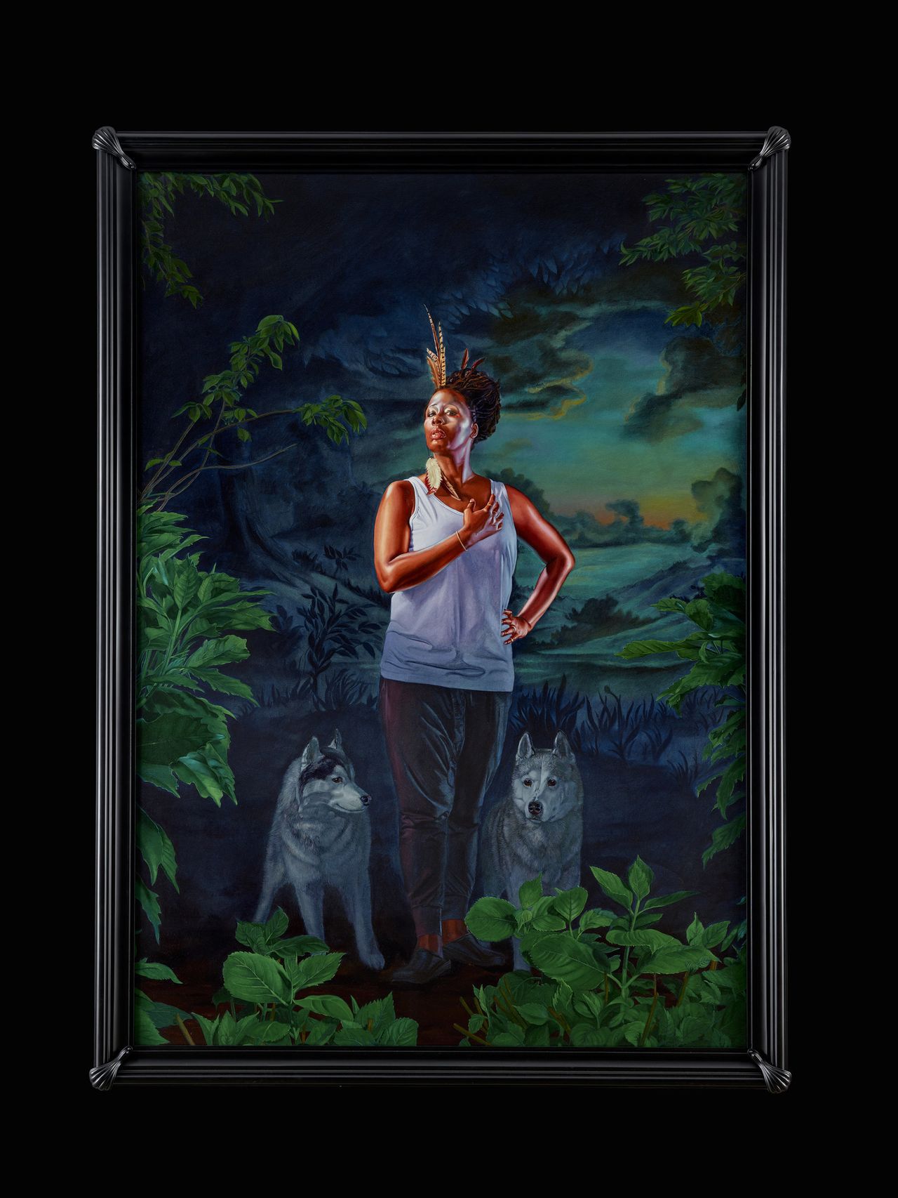 Kehinde Wiley, "Portrait of Mickalene Thomas, the Coyote," 2017, oil on canvas