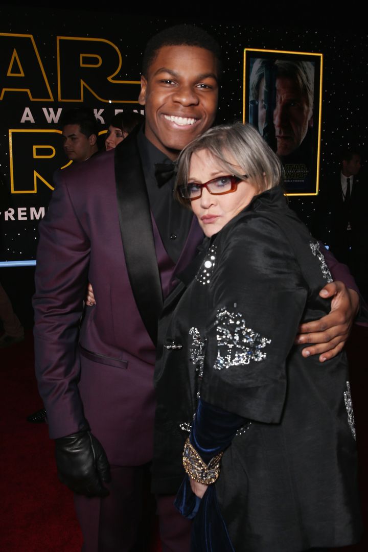 John and Carrie at the 2015 'Star Wars: The Force Awakens' premiere 