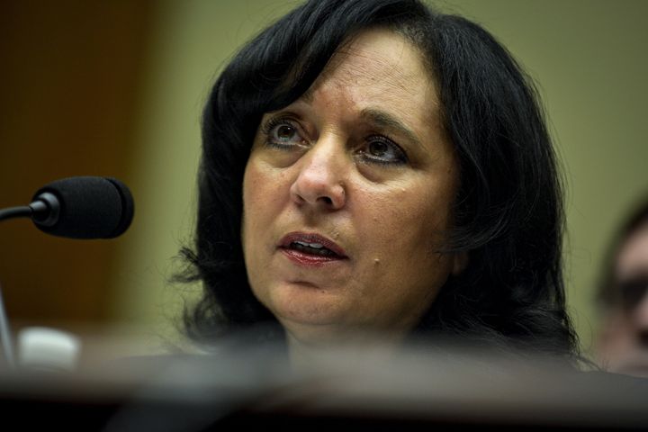 Then-DEA Administrator Michele Leonhart testifies before the House Committee on Oversight and Government Reform on April 14, 2015. The hearing pertained to sexual harassment and misconduct allegations at the DEA and FBI.