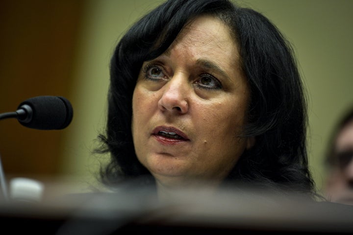 Then-DEA Administrator Michele Leonhart testifies before the House Committee on Oversight and Government Reform on April 14, 2015. The hearing pertained to sexual harassment and misconduct allegations at the DEA and FBI.