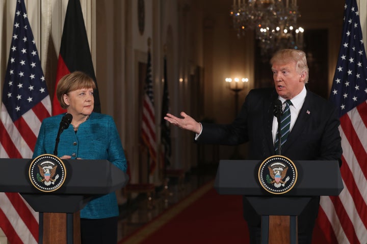 At a press conference with German Chancellor Angela Merkel in March, President Donald Trump said many NATO countries "owe vas