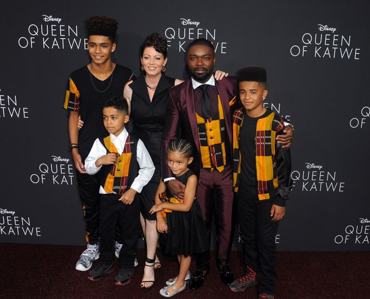 David Oyelowo and his wife Jessica Oyelowo and children arrive for the premiere of Disney's "Queen Of Katwe."