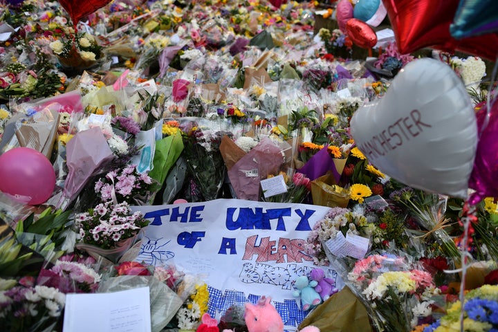 Mourners placed flowers in St. Ann's Square in Manchester following the deadly attack. 