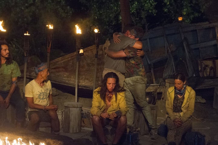 Zeke and Jeff hug it out following the now infamous tribal council.