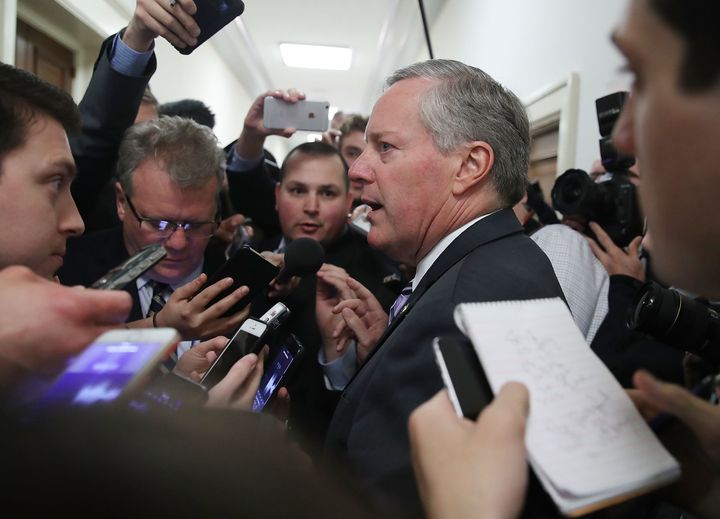 Rep. Mark Meadows (R-N.C.) didn't punch anyone even though he was surrounded by reporters.