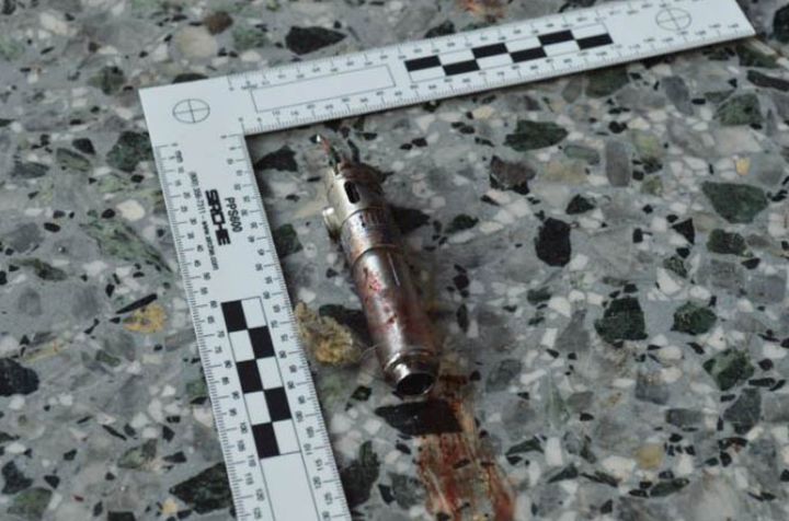 A crime-scene photo of part of the bomb used by Abedi which was leaked to US media