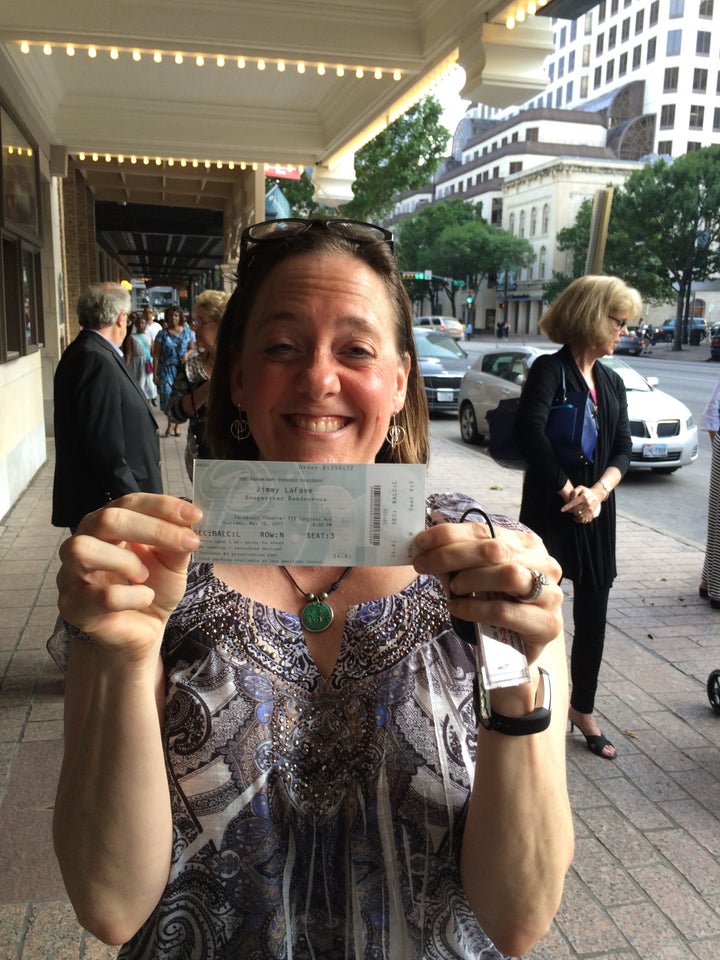 <p>Success! Me with my ticket after a long day of traveling.</p>