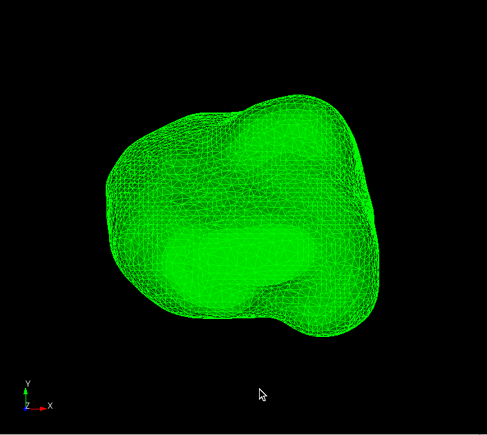 A volumetric finite element mesh is generated by intersecting a structured grid with the 3D surface as the boundary. The method is used to generate tumor models for more precise surgeries.