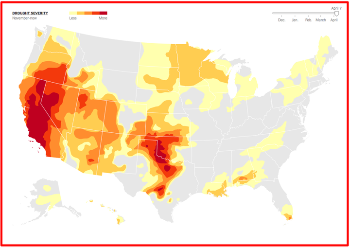<p><a href="https://www.nytimes.com/interactive/2014/upshot/mapping-the-spread-of-drought-across-the-us.html?_r=0" target="_blank" role="link" rel="nofollow" class=" js-entry-link cet-external-link" data-vars-item-name="Animation 6" data-vars-item-type="text" data-vars-unit-name="59274d99e4b065b396c06b73" data-vars-unit-type="buzz_body" data-vars-target-content-id="https://www.nytimes.com/interactive/2014/upshot/mapping-the-spread-of-drought-across-the-us.html?_r=0" data-vars-target-content-type="url" data-vars-type="web_external_link" data-vars-subunit-name="article_body" data-vars-subunit-type="component" data-vars-position-in-subunit="10">Animation 6</a>: The early impacts of climate change already are underway in the United States, manifesting as record-setting rain and snow storms, heat waves, floods, drought and sea-level rise. This animation shows how drought progressed in the U.S. during 2015. </p>