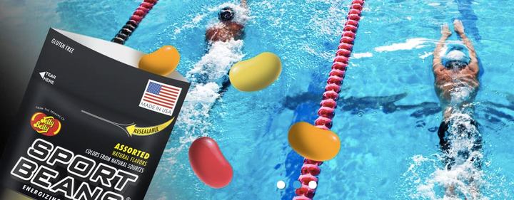 Jelly Belly advertises its Sport Bean on its website with images of athletes.