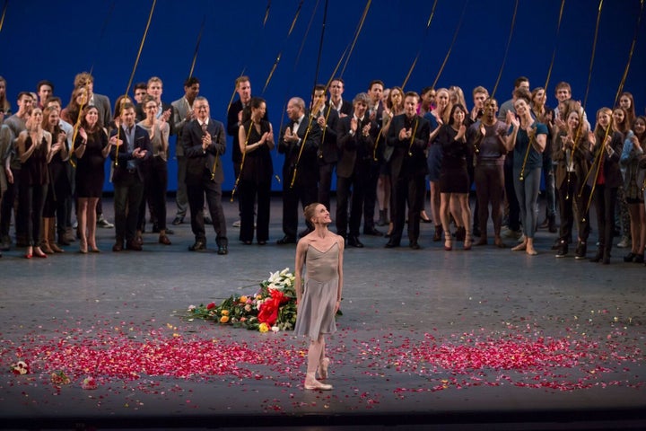 Whelan takes her final bows at her farewell performance in 2014.