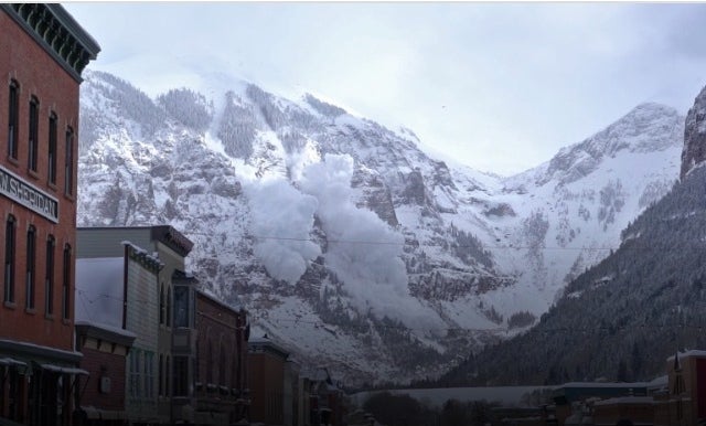 A recent controlled blast on Ajax Mountain