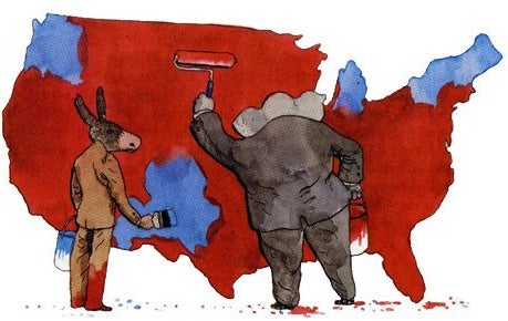 An artistic representation of how parties pick their voters instead of vice versa.