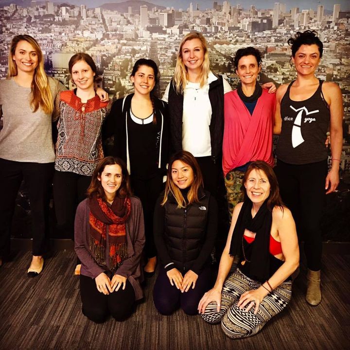 March 2016 Office Yoga Teacher Training. Author is on far left.
