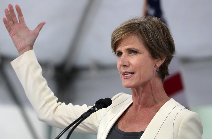 Former acting Attorney General Sally Yates refused to enforce Trump's muslim ban because she believed it was unconstitutional