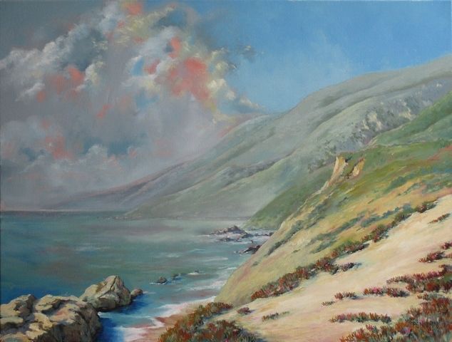 Sobranes, Big Sur Fire, 2016, Oil on Canvas, 30 x 40 inches