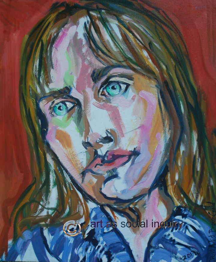 From Art As Social Inquiry online gallery, Paintings and Sketches (24 ins. x 20 ins., oil on canvas) A study of Kerry as preparation for the larger portrait