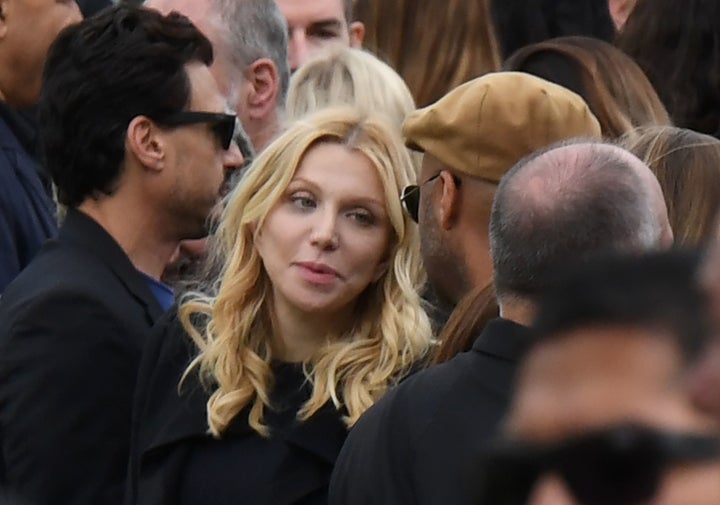 Courtney Love attends the funeral and memorial service for Soundgarden frontman Chris Cornell, May 26, 2017 at Hollywood Forever Cemetery in Los Angeles, California