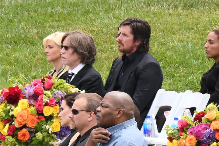 Actor Christian Bale attends the funeral and memorial service for Soundgarden frontman Chris Cornell, May 26, 2017 at Hollywood Forever Cemetery in Los Angeles, California.