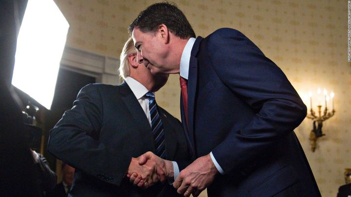 <p>Shortly after his Inauguration in January, President Trump and then FBI Director James Comey greet one another. Trump would later fire Comey in what has been debated as a self-preservation move and/or obstruction of justice.</p>