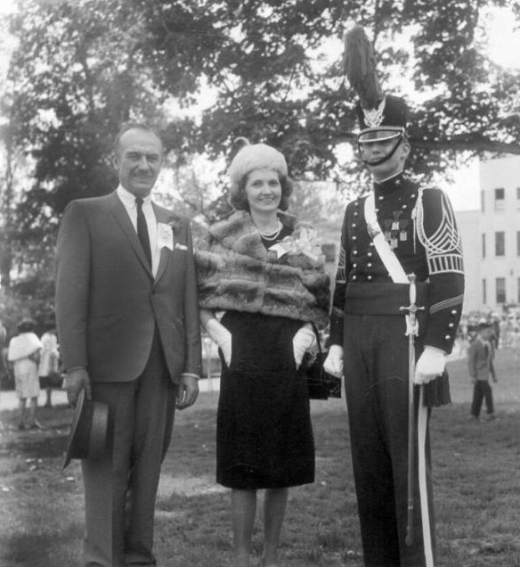 During his upbringing with a “stern, demanding, and ultimately rejecting father (left)” and as a military school cadet (right), Trump developed “a life is war” mentality.