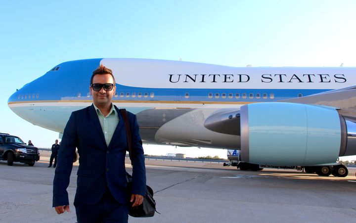 Front of the ‘Air Force One’, a United States Air Force aircraft carrying the President of the United States. 
