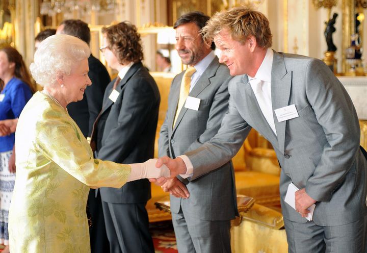 All smiles, on another occasion Gordon Ramsay was introduced to the Queen