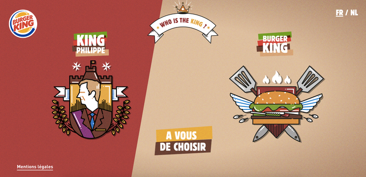 Burger King is asking the public to vote on whether King Philippe is king or if they are king.