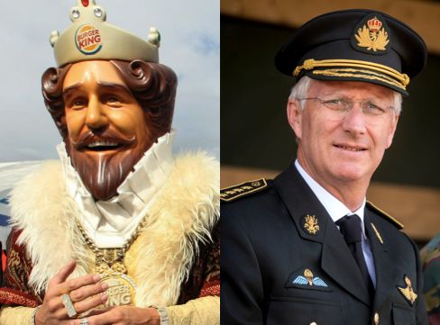The fictional Burger King mascot and King Philippe of Belgium are in a race to see who is the king.