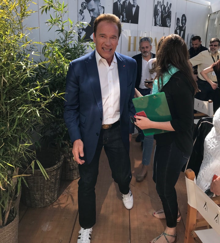 Arnold Schwarzenegger promoting Wonders of the Sea3D at Nikki Beach