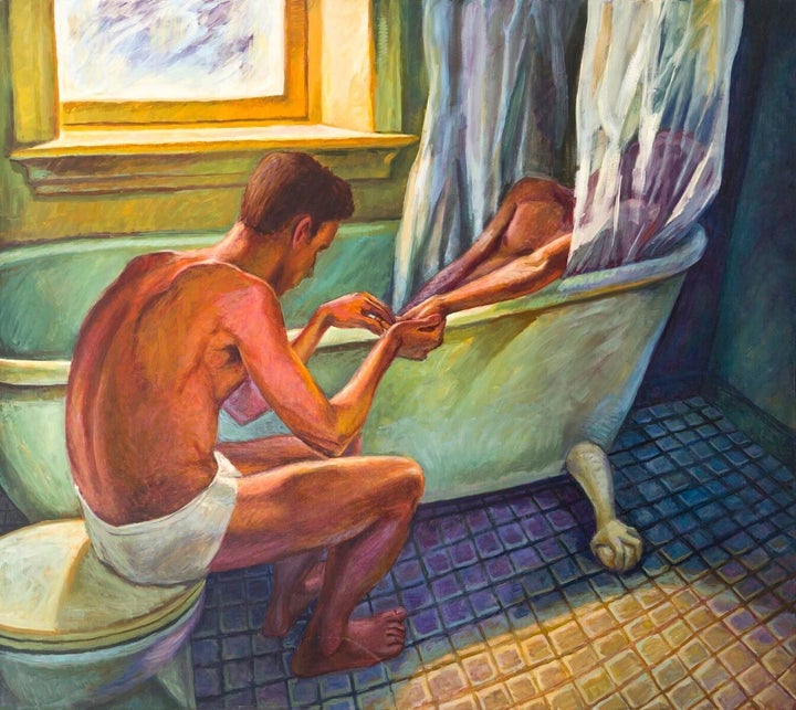 <p>Hugh Steers, “Bath Curtain,” oil on canvas, 1992</p>