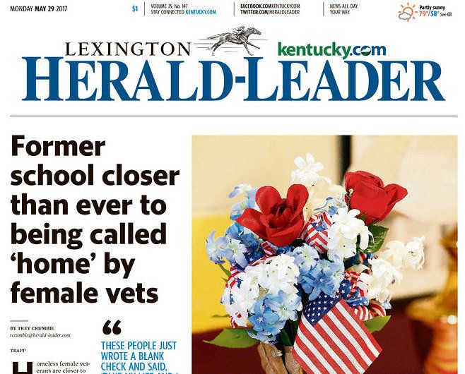 The front page of the May 29 edition of the Lexington Herald-Leader.