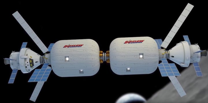 An illustration of Bigelow Aerospace’s expandable spacecraft.