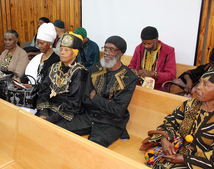 <p>Members of the African Hebrew Israelite community attend an Israeli army court hearing into the death of Toveet Radcliffe • 25 April 2017</p>
