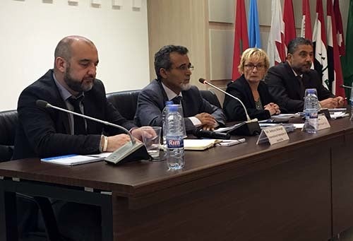 <em>IFJ's Anthony Bellanger, Lebanon's Education Ministry's Ahmad Jammal and UNESCO's Sylvie Coudray and Geor