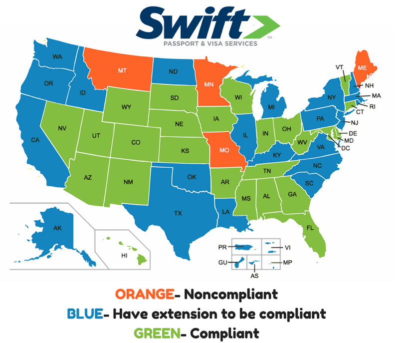 Map of Real ID Compliant States