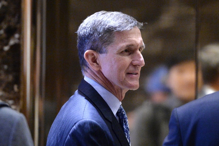 Former national security adviser Michael Flynn walks through Trump Tower in New York City on Jan. 4. 