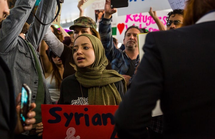 Dalya at the LAX protests against the Muslim ban this past January