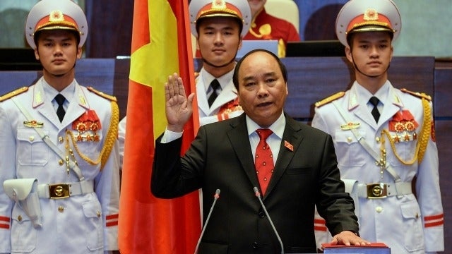 Nguyen Xuan Phuc being sworn in as Vietnam’s prime minister, 2016.