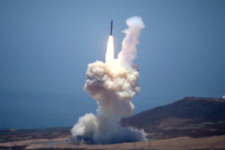 The Ground-based Midcourse Defense (GMD) element of the U.S. ballistic missile defense system launches during a flight test f