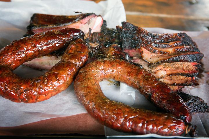 A traditional platter of Texas BBQ.