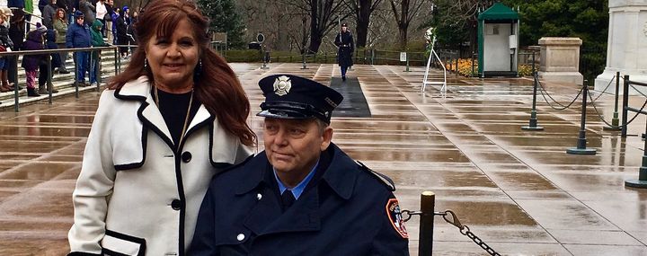 Ray Pfeifer and his wife, Caryn, at the Arlington National Cemetery. 