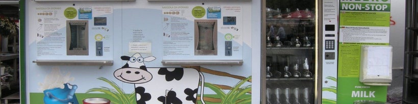 <strong>Pick up a bottle of raw milk from vending machines throughout Europe. </strong>