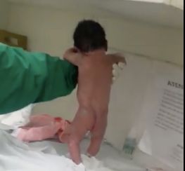 newborn baby walking